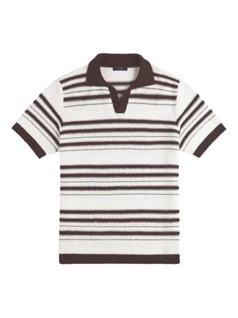 Fay striped ribbed-knit short-sleeves polo shirt White NMMC1522180ZFF