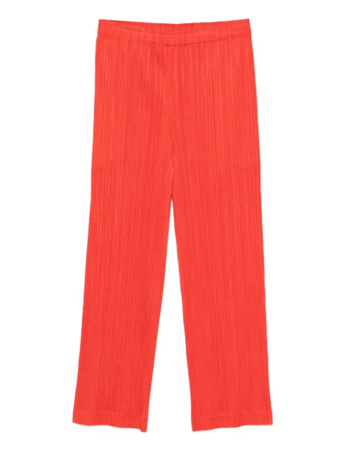 Pleats Please Issey Miyake pleated straight trousers Red PP58JF372