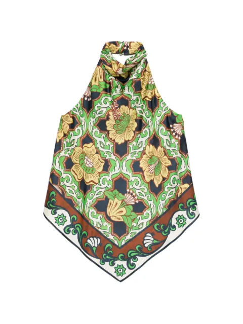 ALEMAIS Liana floral halterneck top Green 6928T