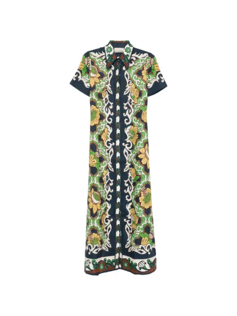 ALEMAIS Liana floral-print shirt midi dress Blue 6930D
