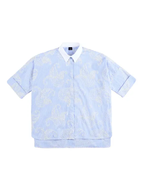 Fay striped embroidered shirt Blue NCWA552552SZDI