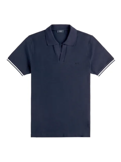 Fay striped piqued short-sleeves polo shirt Blue NPMB252141STDWU806