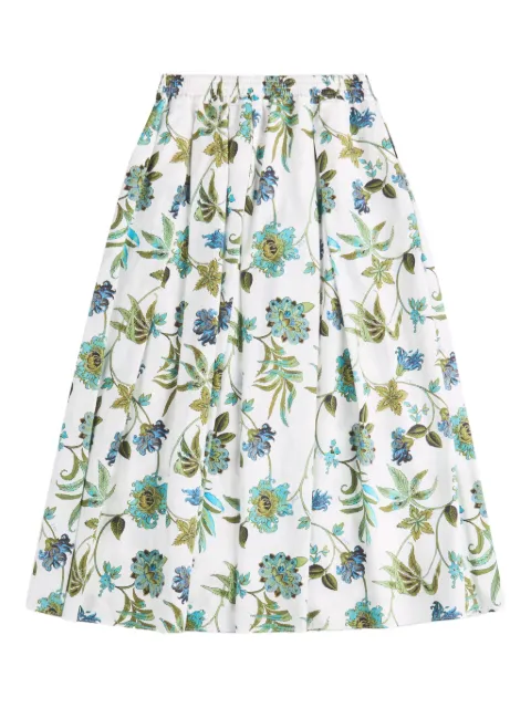 Fay floral-print midi skirt White NXW92525500ZGH