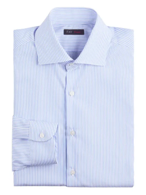 Fay striped-pattern french-collar shirt Blue NCMA1522670REF