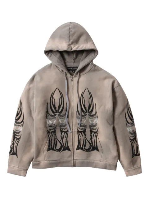 Who Decides War embellished zip-up hoodie Neutrals 1110650021FW25