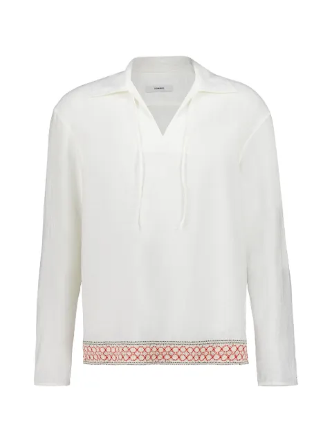 COMMAS crochet-trim tie shirt White H014T