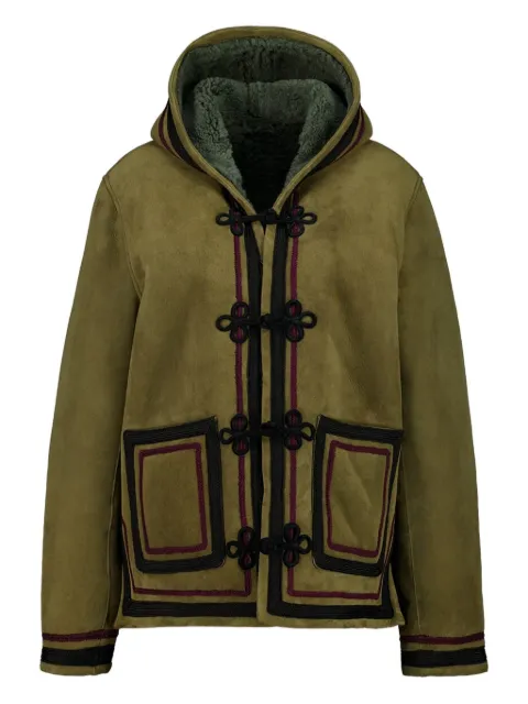 Baziszt hooded leather jacket Green BZFW25JA06055