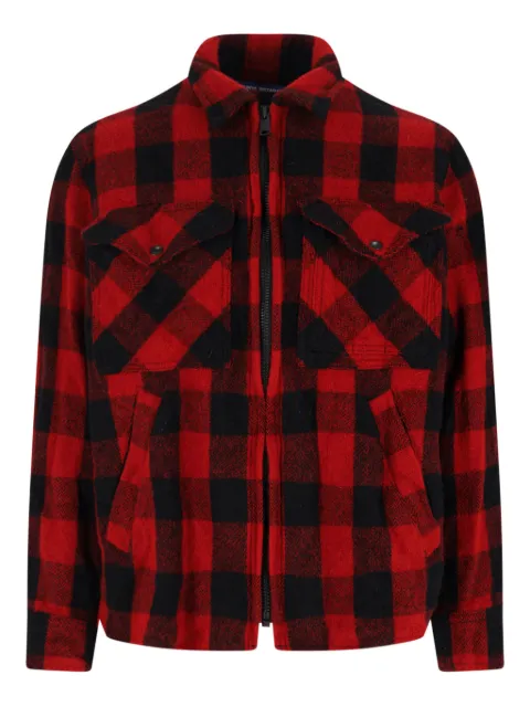 Junya Watanabe MAN checked-pattern zip-up shirt jacket Red WPJ011W25