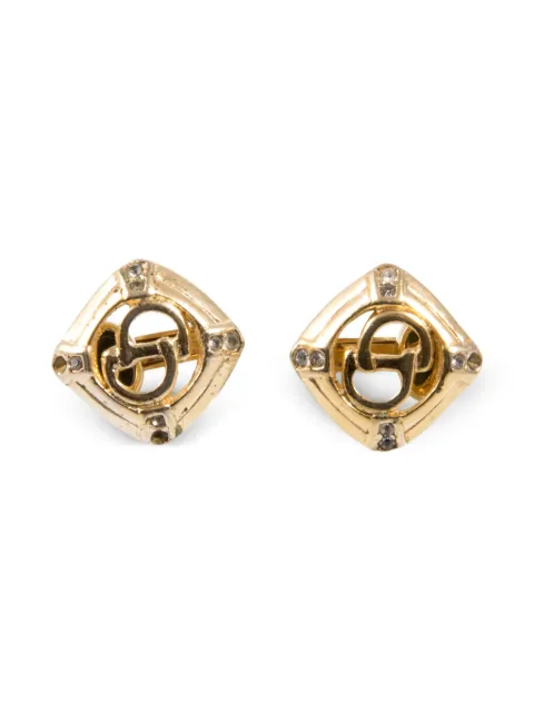 Christian Dior Pre-Owned 1990s logo clip-on earrings Gold 15016254