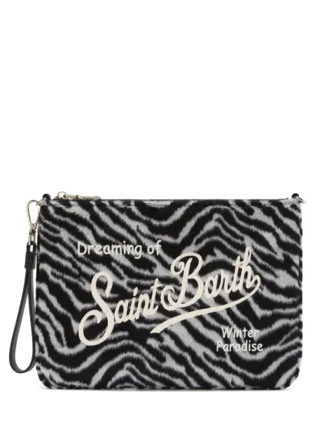 MC2 Saint Barth zebra-print embroidered shoulder bag Black PARISIENNEFELTZEBRA00EMB
