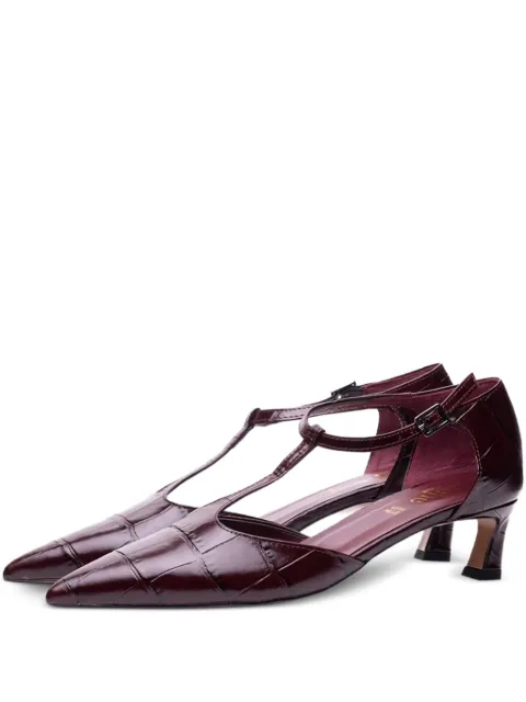 Poche Paris T-strap pointed-toe pumps Red FWINNA503354