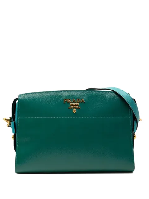 Prada Pre-Owned 2013-2025 Bicolor Saffiano Vernice Esplanade crossbody bag Blue LKFH8UD31RNMAZUA