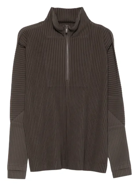 Homme Plissé Issey Miyake zip-up pleated top Green HP58JK112