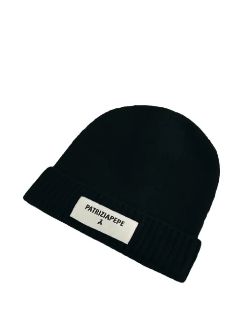 Patrizia Pepe logo-patch beanie Black 8F0082K287K103