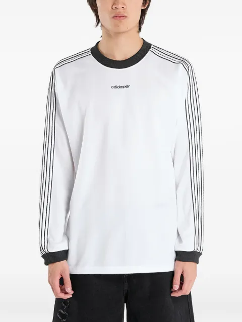 adidas long-sleeve stripe-detail T-shirt White JX3100