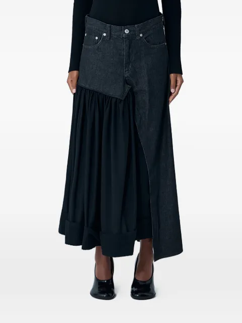 Yohji Yamamoto contrast-panel midi skirt Black FLS66002