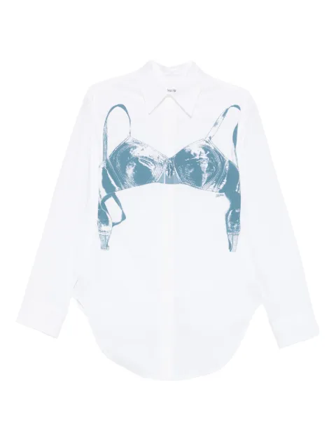 Jean Paul Gaultier Bra-print cotton shirt White 2601WST053C071