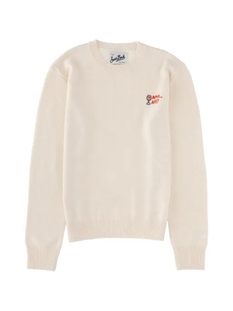 MC2 Saint Barth embroidery crew neck sweater White QUE003203948I10
