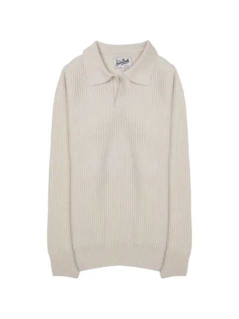 MC2 Saint Barth ribbed-knit polo-collar sweatshirt Neutrals DOW000200261I10H