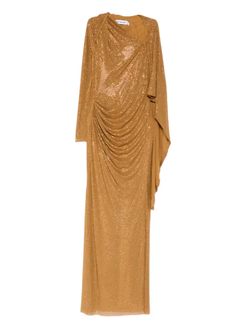 Self-Portrait rhinestoned draped maxi dress Gold RS26505XGD