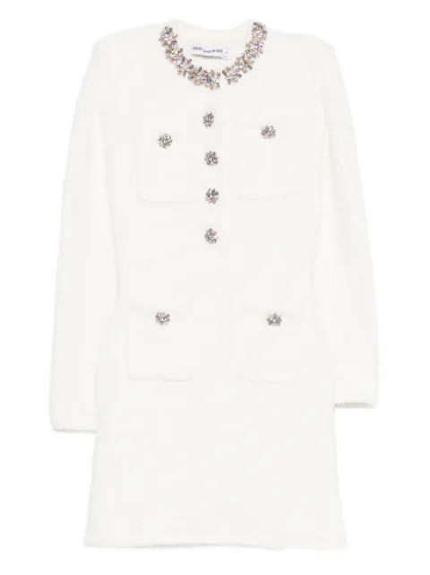 Self-Portrait embellished pocket mini dress White RS26221SC