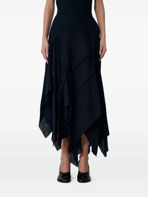Limi Feu Gauzed draped midi skirt Black LLS03118