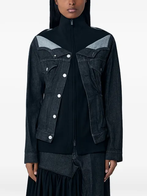 Yohji Yamamoto contrast-panel denim jacket Black FLJ67002