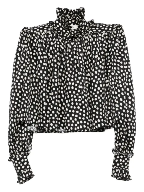Chloé ruffled-collar polka-dot blouse Black CH26SHT90300