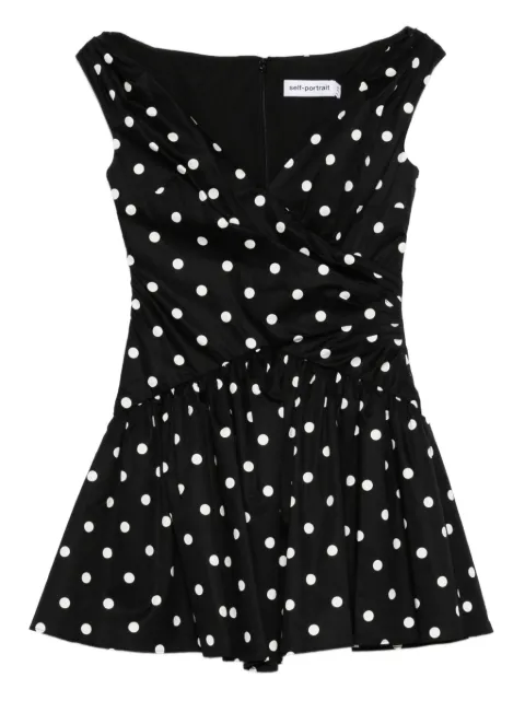 Self-Portrait polka-dot V-neck mini dress Black RS26209SB