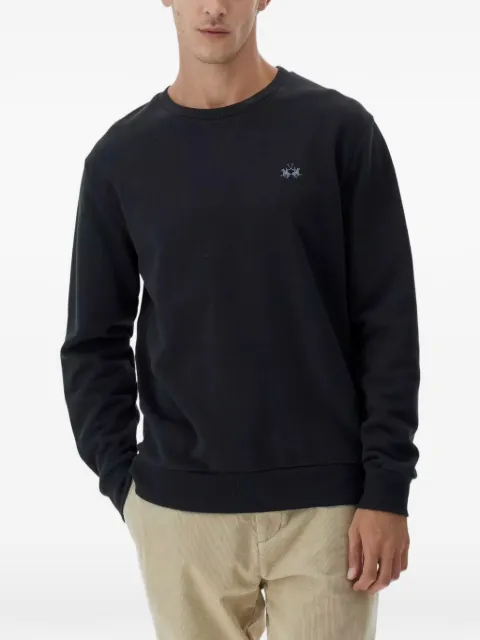 La Martina Benedict embroidered-detail crew neck sweatshirt Black MBF008