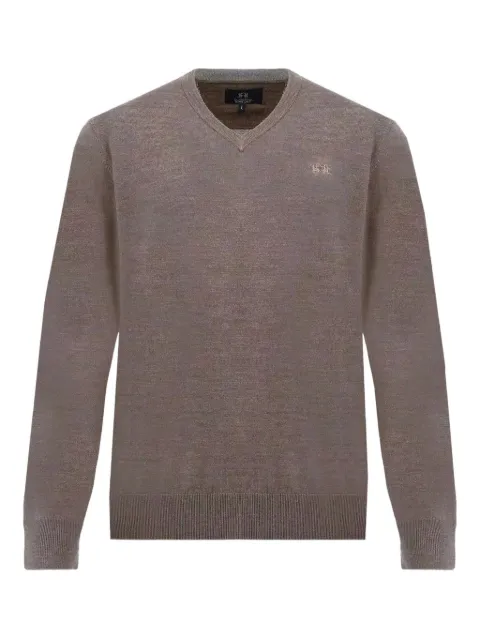 La Martina Barrie V-neck logo-detail sweater Brown MBS001