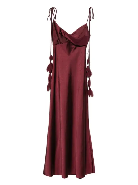 Self-Portrait tie-strap midi dress Red RS26218MBU