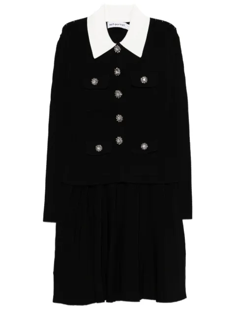 Self-Portrait embellished collared mini dress Black RS26109SB