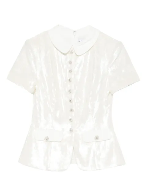 Self-Portrait sequin-embellished top White RS26016TW