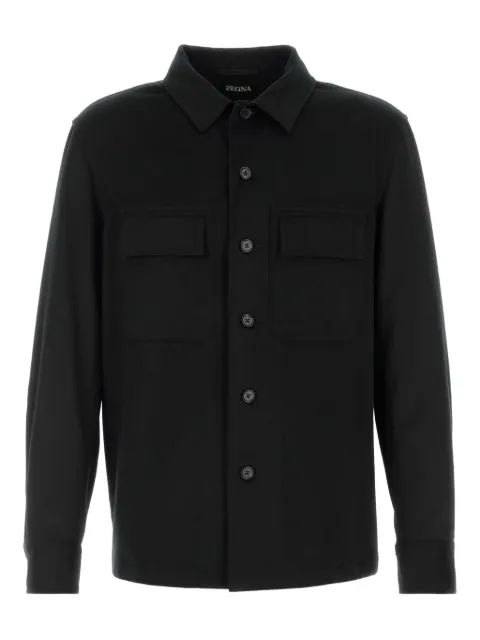 Zegna cashmere pocket-detail overshirt Black RE8V46SOT6B