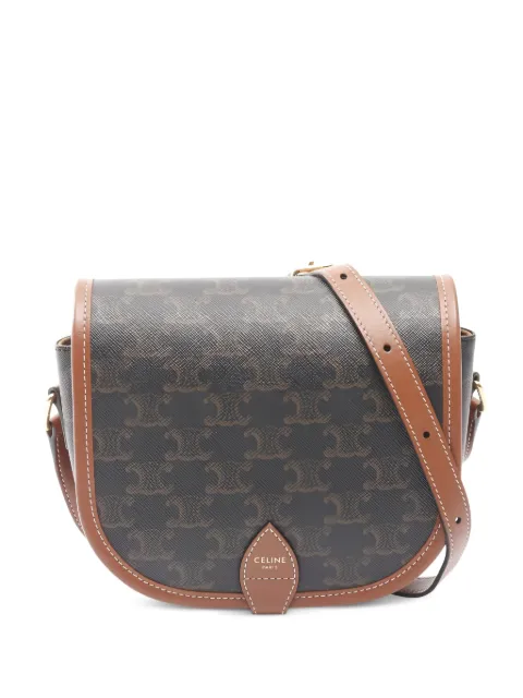 Celine Pre-Owned 2010s medium Folco Triomphe-pattern shoulder bag Brown 1027392