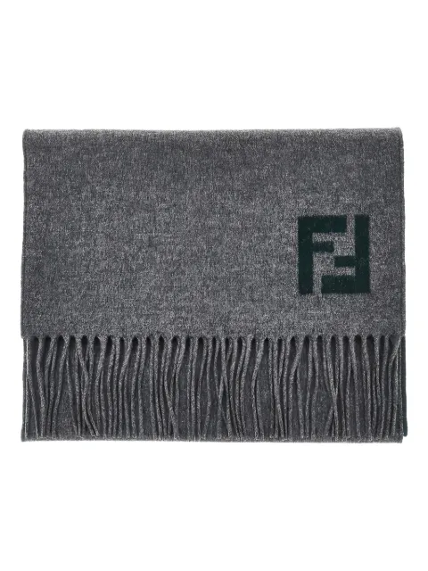 FENDI logo fringed scarf Grey FXS734AYBF