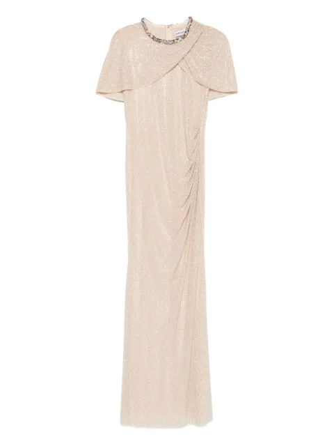 Self-Portrait embellished draped maxi dress Neutrals RS26502XCH