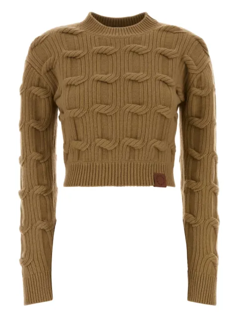 Stella McCartney Falabella cable-knit crewneck jumper Brown 6K11413S2616