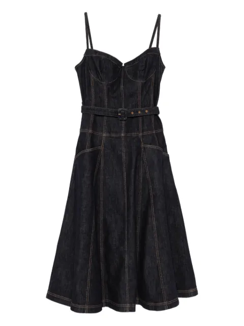 Self-Portrait belted panelled dress Blue RS26815MABL