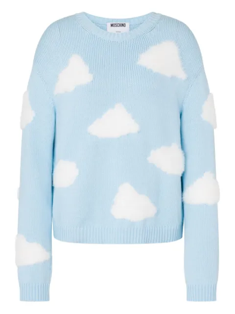 Moschino Archive Clouds organic cotton blend pullover Blue 09360507