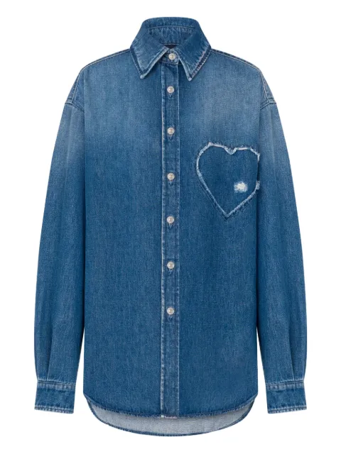 Moschino heart-detail long-sleeve shirt Blue A02040539