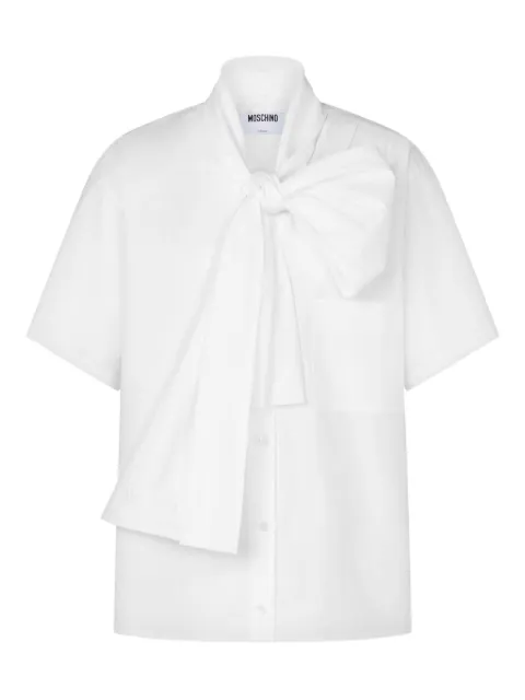 Moschino bow-detail chest-pocket shirt White A02080531