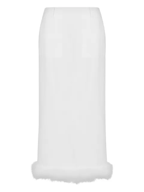 Moschino midi two-pocket fur-trim skirt White A01100532