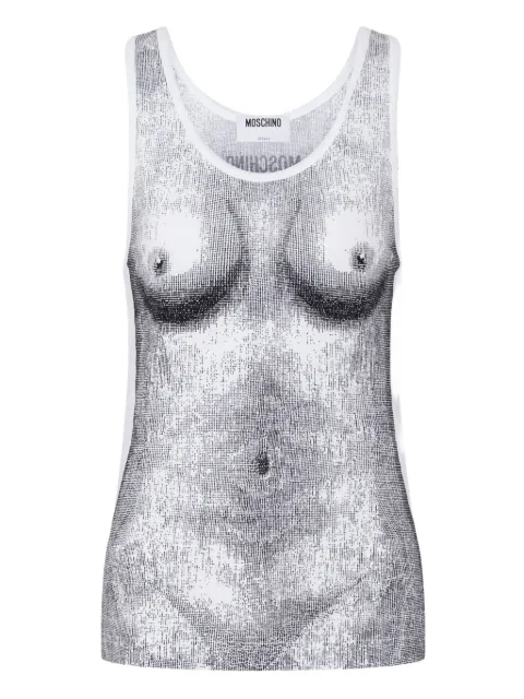 Moschino printed stretch cotton jersey top White A12060535