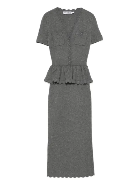 Self-Portrait pocket peplum midi dress Grey RS26106MGR