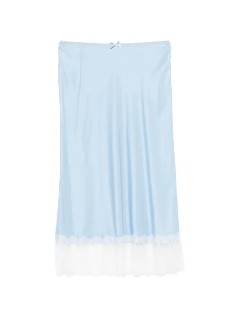 Moschino lace-trim midi skirt Blue A01250545