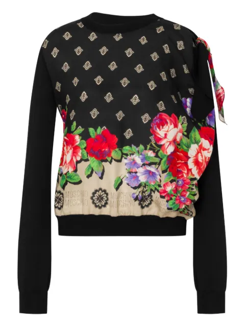 Moschino floral-pattern bow-detail sweater Black A09220502