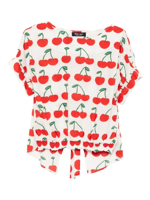 BLAKLACE cherry-print blouse White BLK0058