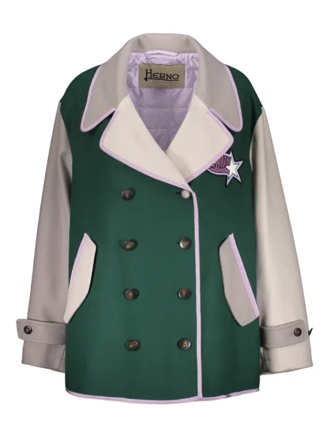 Herno double-breasted wide-collar jacket Green CA000474D33344